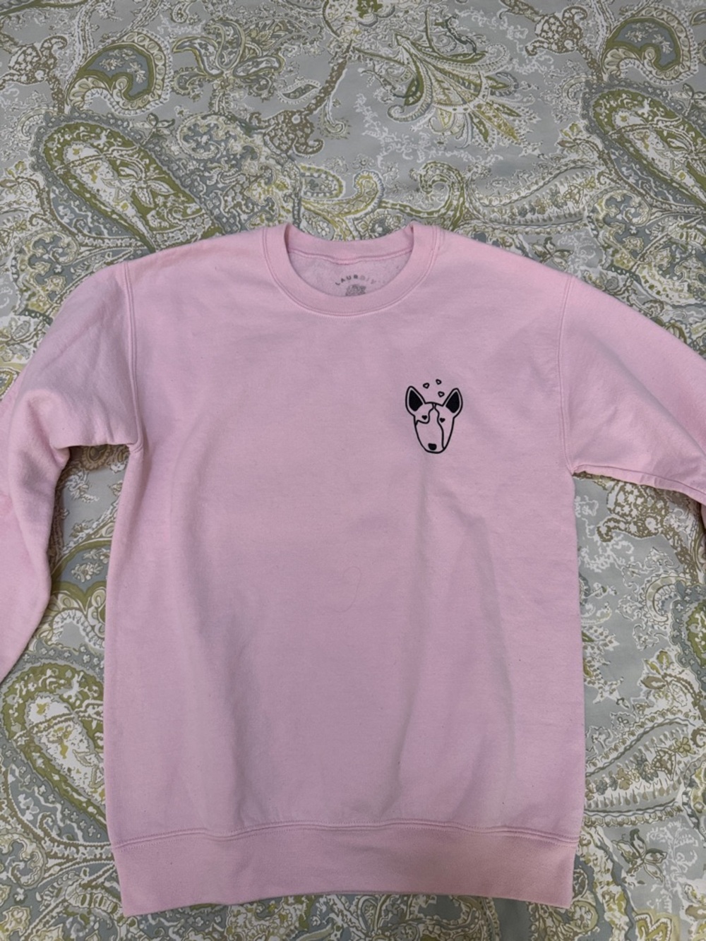 LAURDIY Pink Crewneck Sweatshirt with Moose Logo